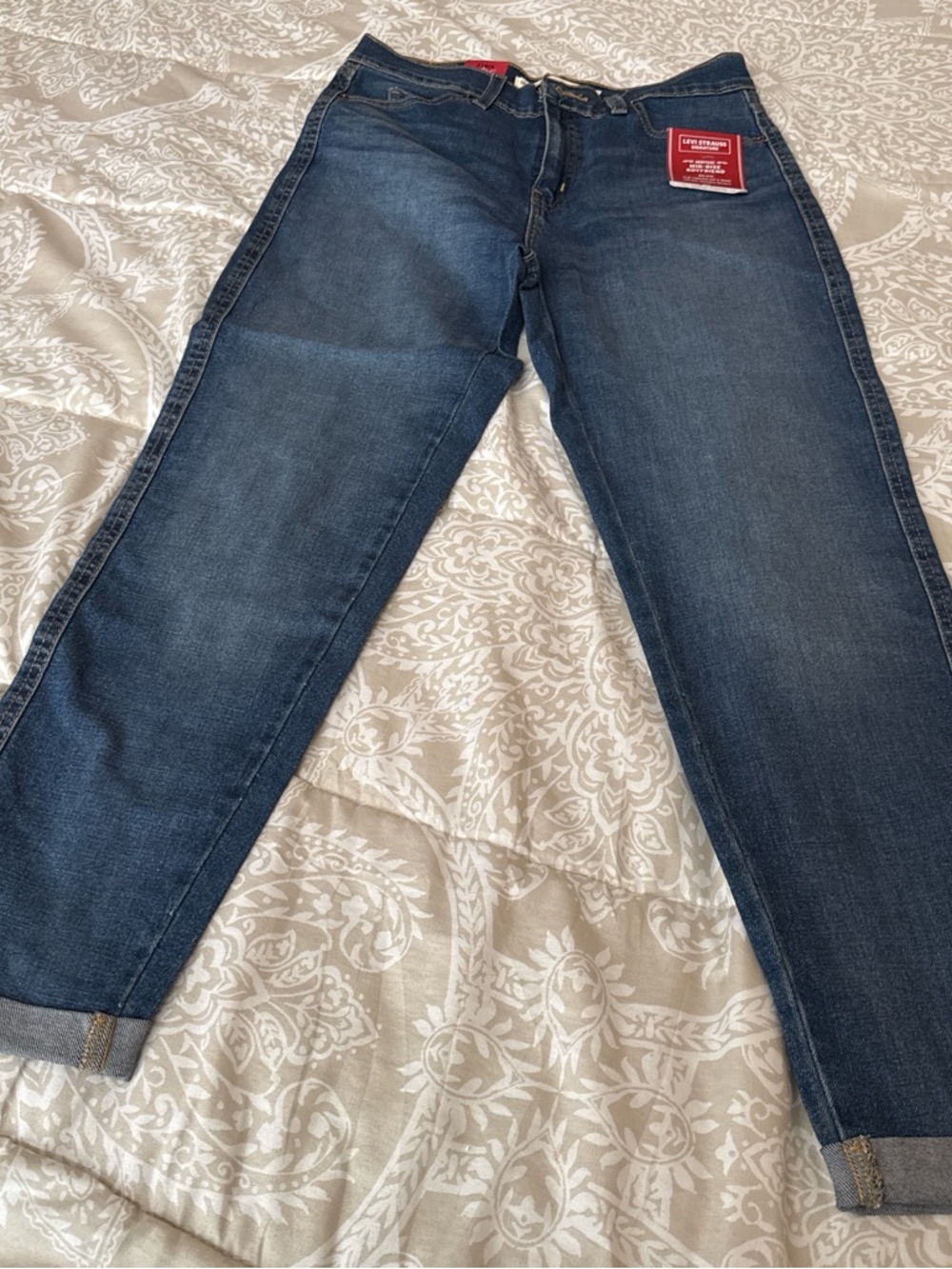 Levi's Mid-Rise Boyfriend Jeans in Blue with Red Tag